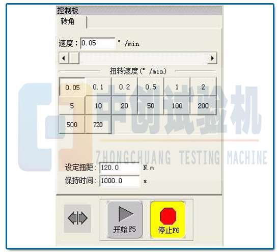 試驗(yàn)控制面板